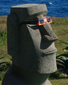Moai with Eclipse Glasses
